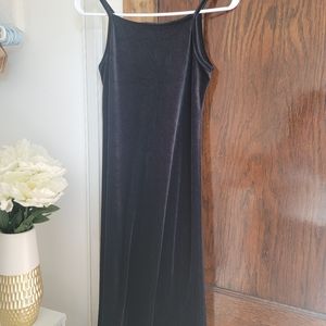 Black velvet spaghetti strap dress